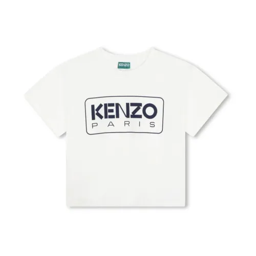 Kenzo , Logo Ivory T-shirt with Short Sleeves ,Beige male, Sizes: