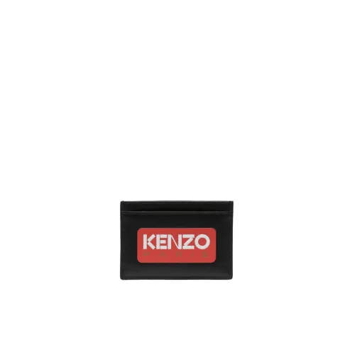 Kenzo , Logo Leather Card Holder ,Black male, Sizes: ONE SIZE