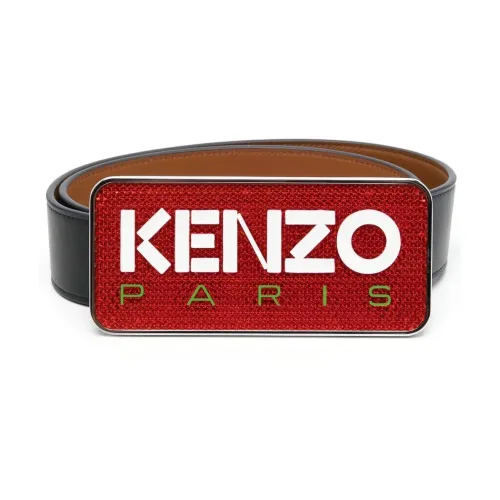 Kenzo , Logo Plaque Leather Belt ,Black male, Sizes: