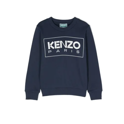 Kenzo , Logo Print Blue Sweater ,Blue male, Sizes: