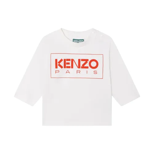 Kenzo , Logo Print Cotton T-shirt ,White male, Sizes: