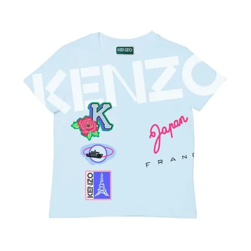 Kenzo , Logo Print Short Sleeve T-Shirt ,Blue male, Sizes: