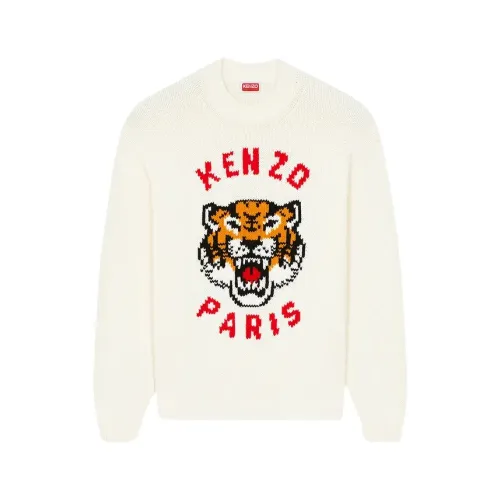 Kenzo , Lucky Tiger Graphic Sweater ,Beige male, Sizes: