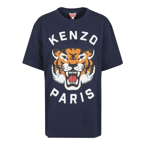 Kenzo , Lucky Tiger Oversize T-Shirt ,Blue female, Sizes: