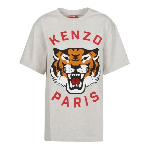 Kenzo , Lucky Tiger Oversize T-Shirt ,Gray female, Sizes: