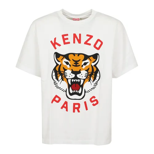 Kenzo , Lucky Tiger Oversize T-Shirt ,White male, Sizes: