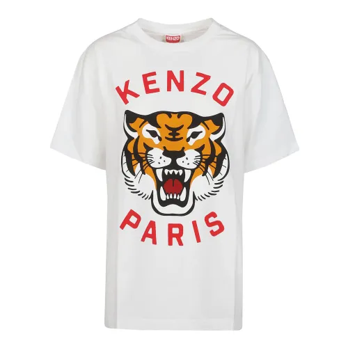 Kenzo , Lucky Tiger Oversize T-Shirt ,White male, Sizes: