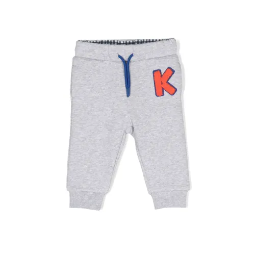 Kenzo , Melange Grey Cotton Baby Boy Sweat Pants ,Gray male, Sizes: