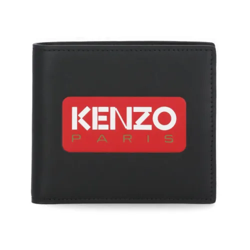 Kenzo , Men's Black Leather Wallet with Contrasting Logo ,Black male, Sizes: ONE SIZE