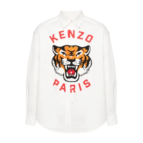 Kenzo , Men's Clothing Shirts White Ss24 ,White male, Sizes: