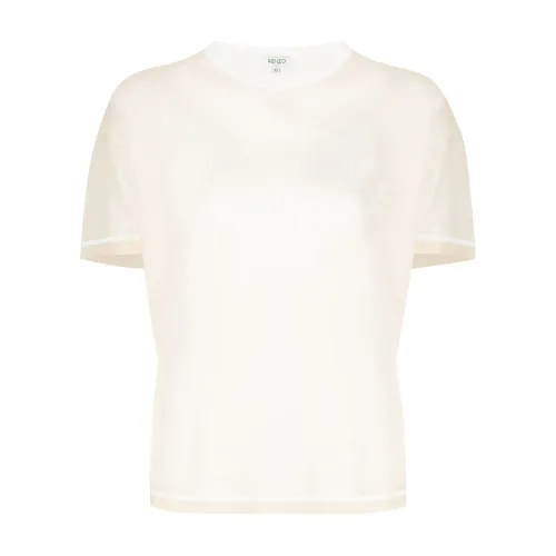 Kenzo , Mesh Knitted Tiger Logo T-Shirt ,White female, Sizes: