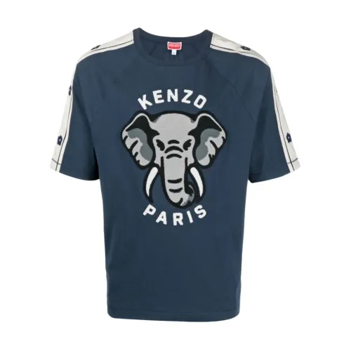 Kenzo , Midnight Blue Elephant Logo T-Shirt ,Blue male, Sizes: