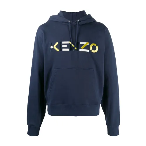 Kenzo , ML Hooded Sweatshirt Logo ,Blue male, Sizes: