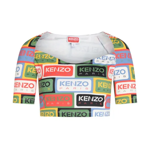 Kenzo , Multicolor Print Crop Top with Square Neckline ,Multicolor female, Sizes: