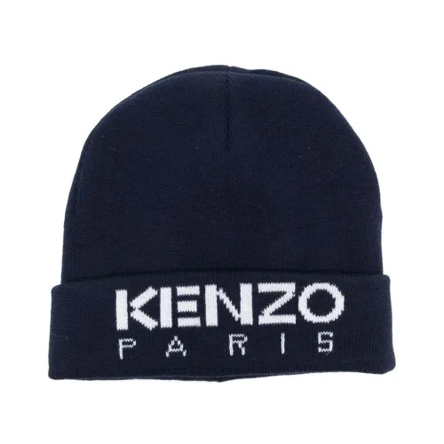 Kenzo , Navy Blue Knit Beanie Hat ,Blue male, Sizes: