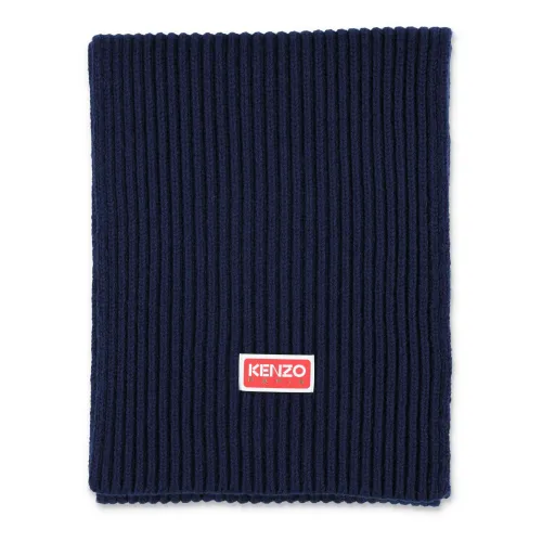 Kenzo , Navy Scarf with Iconic Logo Patch ,Blue male, Sizes: ONE