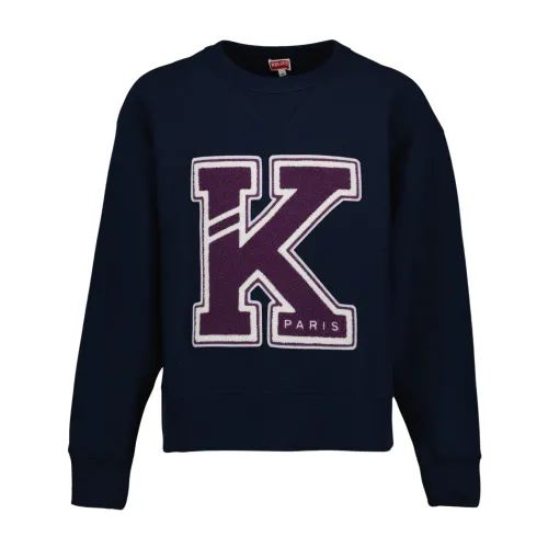 Kenzo , Oversized Sweatshirt with Embroidered Logo ,Blue male, Sizes: