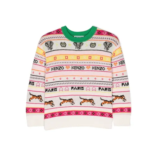 Kenzo , Patterned Jacquard Sweaters for Kids ,Pink female, Sizes: