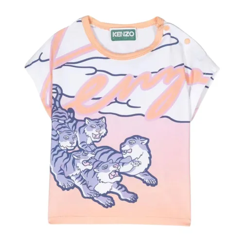 Kenzo , Pink Animal Print Kids T-shirt ,Pink female, Sizes: