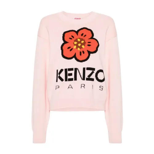 Kenzo , Pink Sweater with Boke Flower Motif ,Pink female, Sizes: