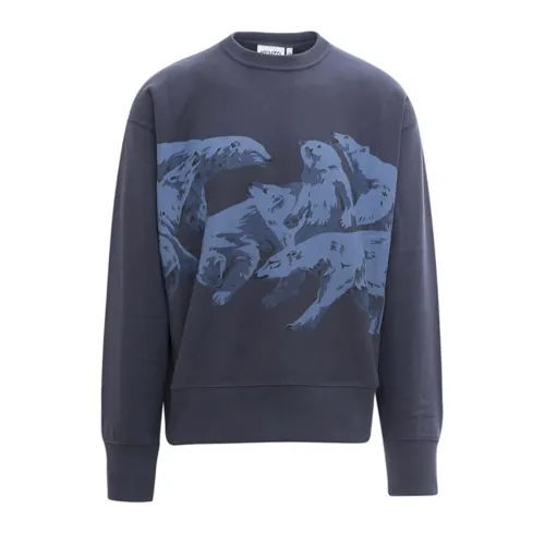 Kenzo , Polar Bear-Print Cotton Sweatshirt ,Blue male, Sizes: