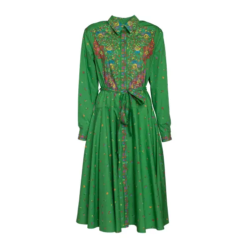 Kenzo , Printed Midi Shirting Dress ,Green female, Sizes: