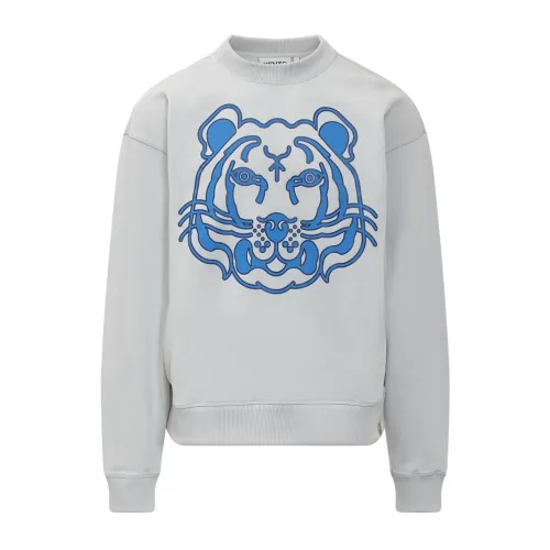 Kenzo , Printed Tiger Sweatshirt ,Gray male, Sizes: