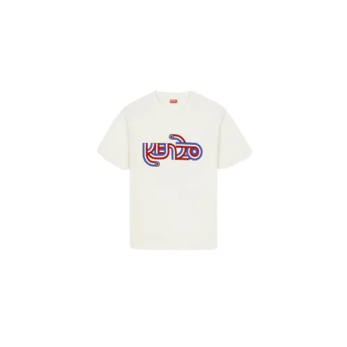 Kenzo , Retro Mod-inspired T-shirt with Oversized Logo ,Beige male, Sizes: