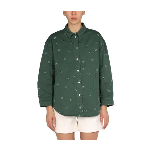 Kenzo , Shirt With Logo Patch ,Green female, Sizes: