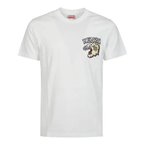 Kenzo , Slim Tiger Varsity T-Shirt ,White male, Sizes: