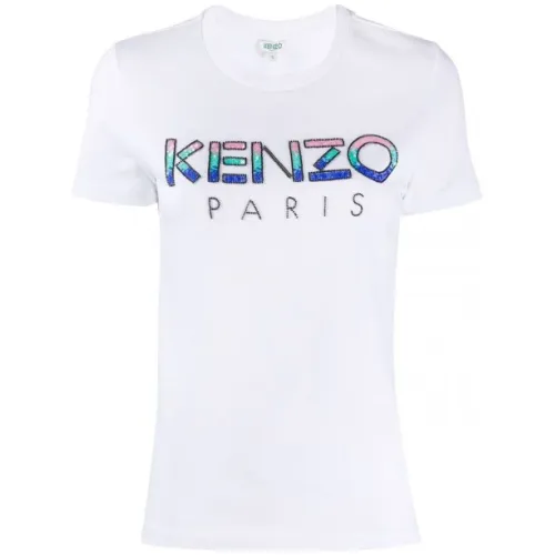 Kenzo , Sparkling Sequin T-Shirt ,White female, Sizes: