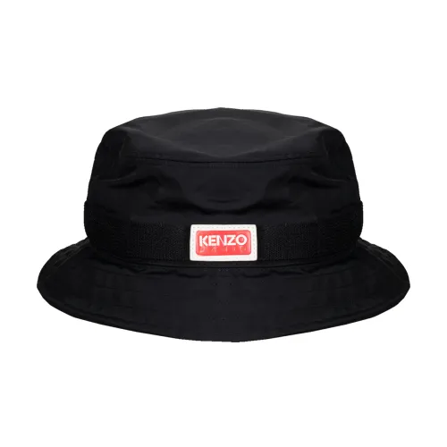 Kenzo , Stylish Black Logo Bucket Hat ,Black unisex, Sizes: