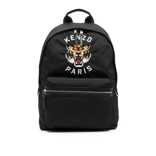 Kenzo , Varsity Tiger Embroidered Backpack Black ,Black unisex, Sizes: ONE SIZE