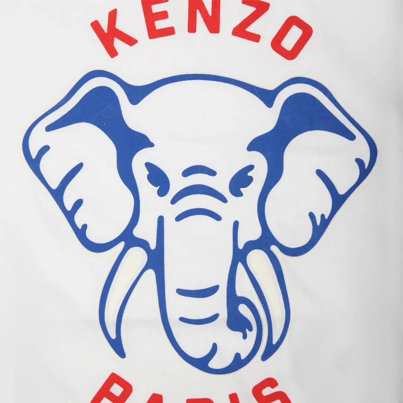 Kenzo , White Cotton T-Shirt with Elephant Logo ,White unisex, Sizes: