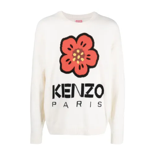 Kenzo , White Flower Sweater ,White male, Sizes: