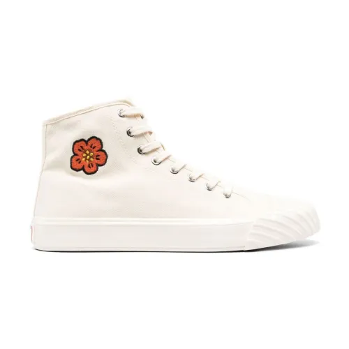 Kenzo , White High-Top Sneakers with Embroidered Motif ,White male, Sizes: