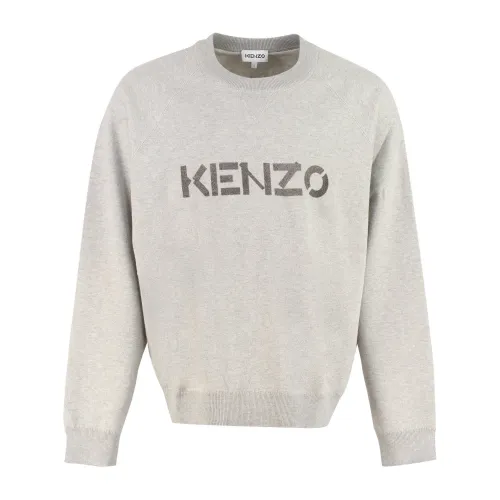 Kenzo , Wool Logo Sweater ,Gray male, Sizes: