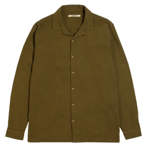 Kestin , Seaweed Olive Open Collar Shirt ,Green male, Sizes: