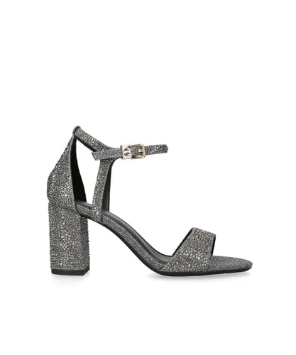 KG Kurt Geiger Womens Faryn Bling Sandals - Dark Grey Fabric