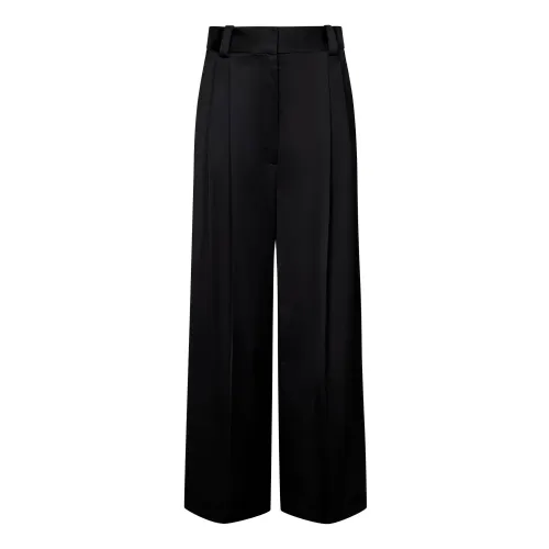 Khaite , Black Trousers with Covered Closure and Relaxed Leg ,Black female, Sizes: