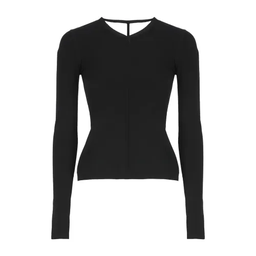 Khaite , Black V-Neck Top with Long Sleeves ,Black female, Sizes:
