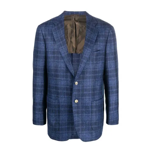 Khaite , check-pattern cashmere blazer ,Blue male, Sizes: