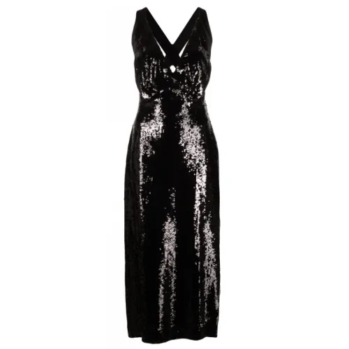 Khaite , Glamour Sequinned Midi Dress ,Black female, Sizes: