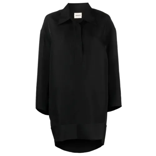 Khaite , Jet Black Silk Shirtdress ,Black female, Sizes: