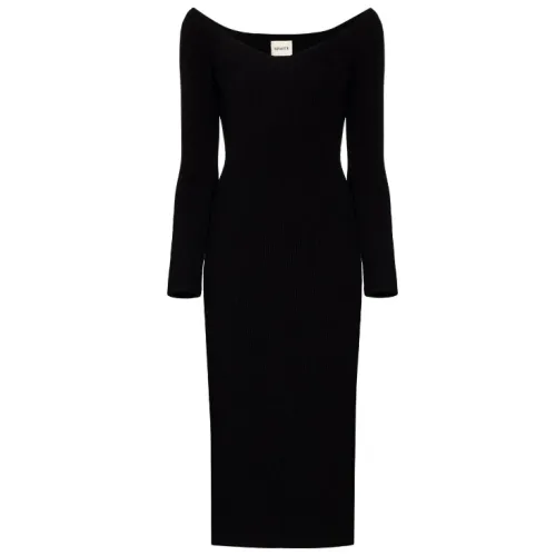 Khaite , Pia Ribbed-Knit Midi Dress ,Black female, Sizes: