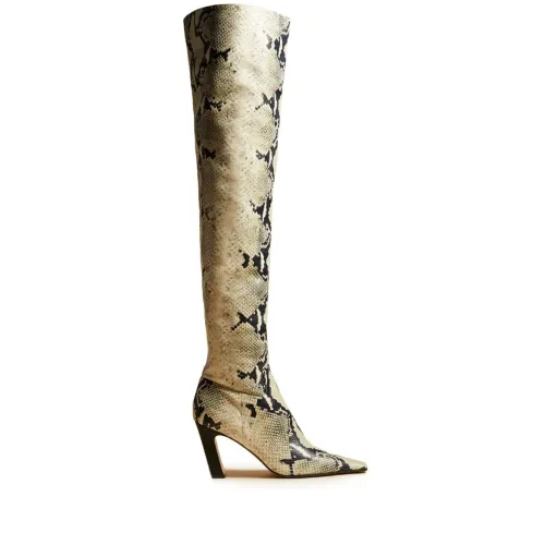 Khaite , Python-Effect Knee High Boots ,Beige female, Sizes: