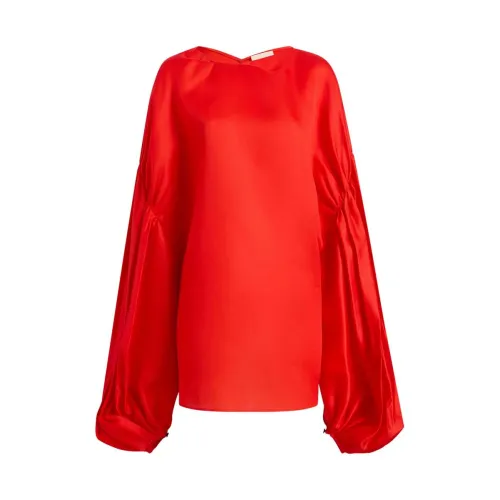 Khaite , Red Silk Puff Sleeve Shirt ,Red female, Sizes:
