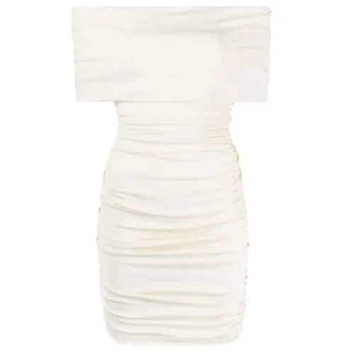 Khaite , Ruched Off-Shoulder Short Dress ,White female, Sizes: