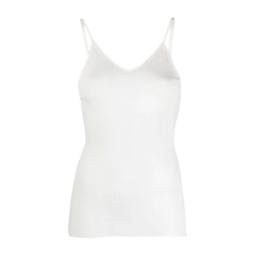 Khaite , White Stretch-Jersey V-Neck Top ,White female, Sizes: