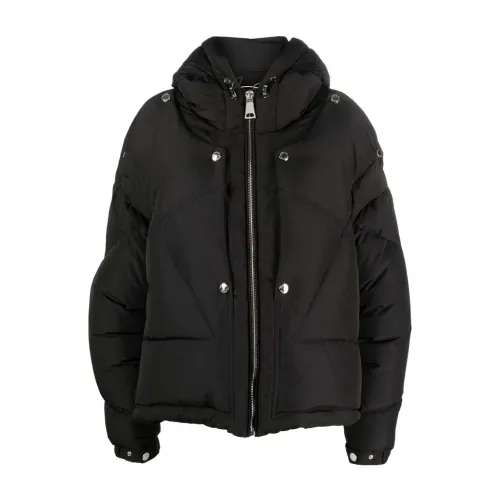 Khrisjoy , Black Padded Jacket with Zip-Up Hood ,Black female, Sizes: